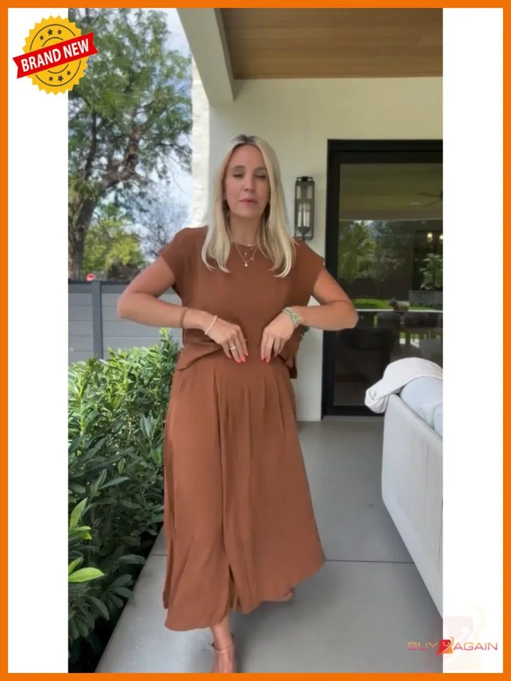 2 Piece Maxi Skirt Set Crop Top High Waist Pockets Rayon Lightweight